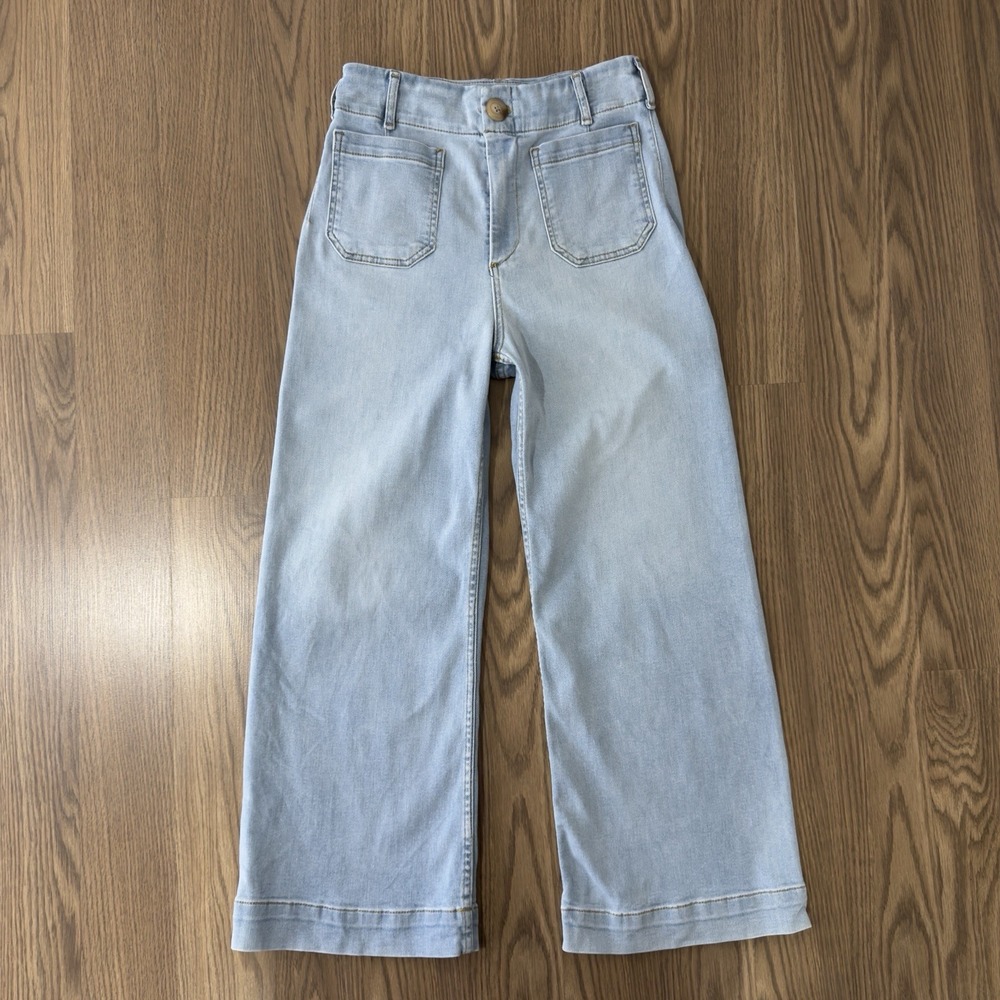 Maeve Anthropologie The Colette Jeans Womens 25 Blue Wide Leg Crop Light Denim - Picture 13 of 14